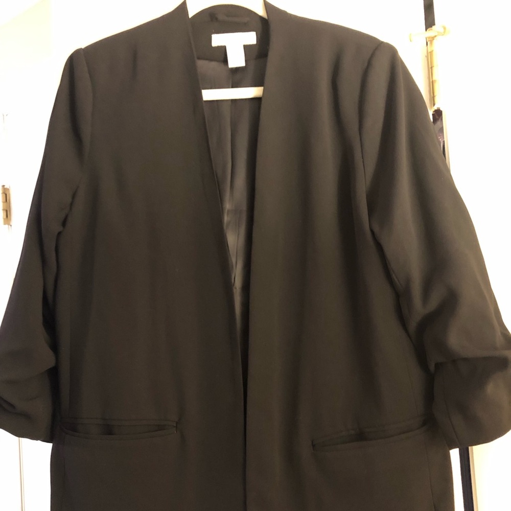 H&M black oversized blazer no collar